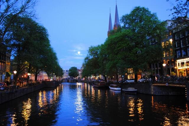 Amsterdam canals at night