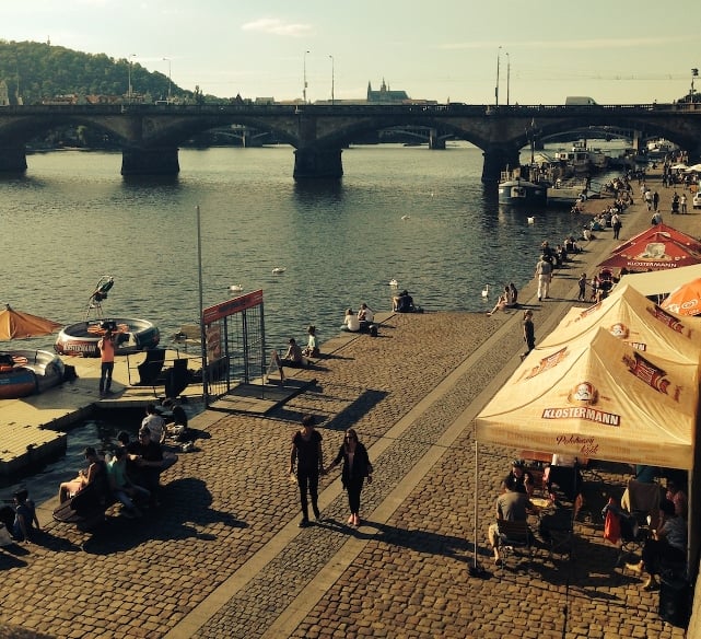 Naplavka near Vyšehrad and Albertov neighborhoods